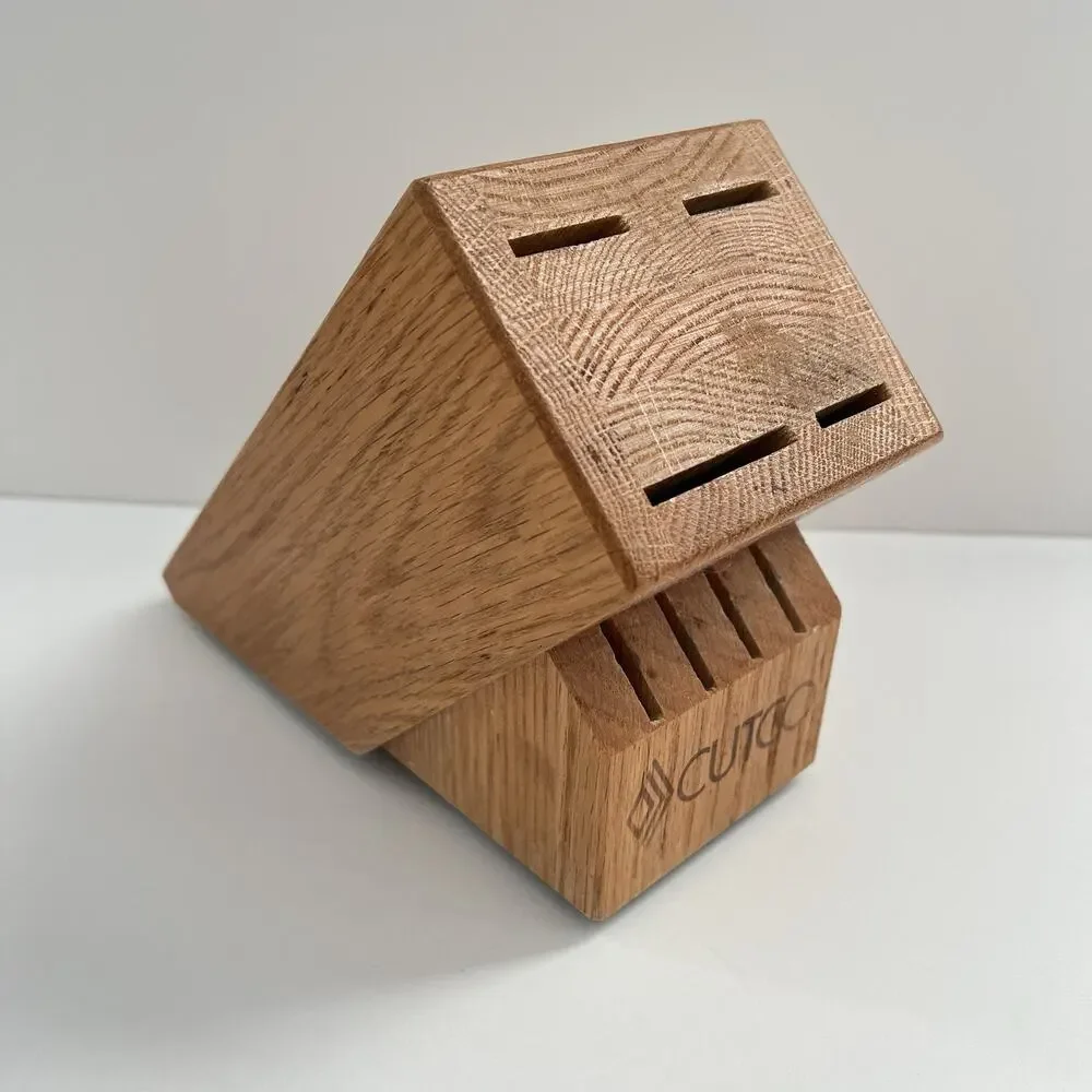 Cutco Studio Set Knife Storage Block #1751 Honey Oak Wood 8 Slot Holder USA